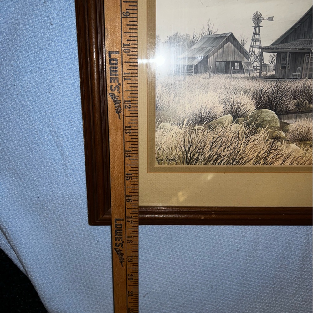 Vintage Gene Speck Art Wood Framed Print Country Landscape Wagon Barn - Picture 15 of 15